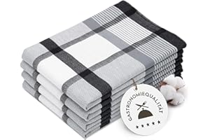 ZOLLNER 4er Set Geschirrtücher Baumwolle in 50x70 cm - saugstarke und robuste Küchentücher - waschbar bis 60°C – in schwarz kariert - Gastronomiequalität - Oeko Tex® Zertifiziert