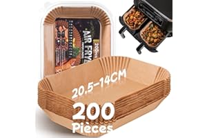 COZOR Papier Cuisson pour Ninja Air Fryer, 200 Pièces 20,5x14cm Rectangulair Paper Liners Friteuse Sans Huile Accessoires pour Dual Zone Double Stack Friteuse à Air, compatible avec Ninja AF300EU/AF400EU
