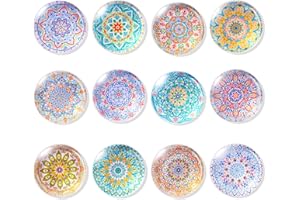 STARUBY 12Pcs Glass Fridge Magnets, Decorative Refrigerator Stickers, Cute Magnetic Fridge Decorations for Office Whiteboard, Kitchen, School Locker, Flower