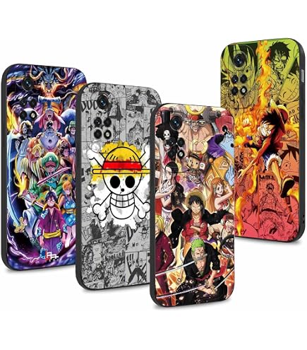 4 Custodia Anime Per Xiaomi Redmi Note 13 5G - Manga Zoro E Gear 5 Sun God Nika - Cover TPU Antiurto