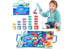 PEAROFT Jouet Bebe 1 2 3 an Enfant, Jeux Cadeau Enfant 1 2 3 Ans Garcon Fille Canne A Peche Enfant Jouet Montessori Bebe 6-12 Mois Cadeau Bebe 1 2 an Jeu Cadeau pour Fille Sensorielle Jouet Peche A La Ligne