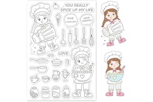 GLOBLELAND Timbro Silicone Cucina Timbri Trasparenti Sigillo Cucinare e Mangiare Timbri Journaling in Silicone Trasparente per la Creazione di Biglietti e Decorazioni per Scrapbooking