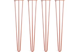 THE HAIRPIN LEG CO. [HLC] 4 x Hairpin Table Legs – Superior Double Weld Steel Construction With Screws, Build Guide & Protector Feet Worth £8 Included! – 10mm Steel [28"/71cm,Orange]