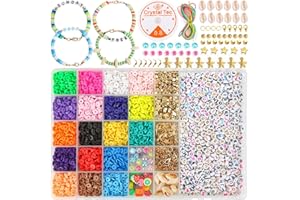 Sanlebi Kit Braccialetti Fai da Te Perline Piatte per Bambini Adulti, Perline Argilla Polimerica Set Perline per Gioielli Collane Faidate
