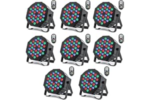 HOLDLAMP RGB Focos LED Par con 36 LED, Luces de Discoteca con Control DMX y Activación de Sonido, Iluminación de escenarios Par para Fiestas DJ Discoteca Bar- 8PCS