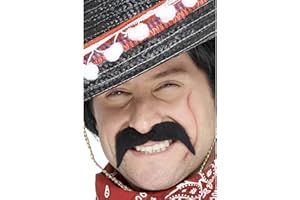 SMIFFYS Mexican Bandit Tash, Black, Self-Adhesive