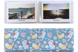 WEYEAH Petit album photo de 10x15 cm, couvertures en cuir végétalien doux au toucher avec impression unique et belle, 32 poches intérieures robustes et transparentes (style 5)