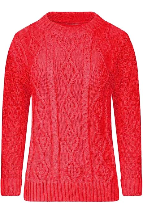 Red Olives Ladies Womens New Chunky Diamond Cable Knitted Long Sleeve  Sweater Pull Over Jumper Top (8/10, Aqua) : Amazon.co.uk: Fashion