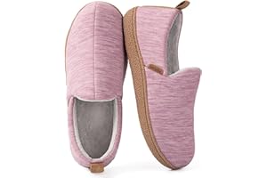 LongBay Women's Memory Foam Slippers Cozy Brushed Jersey Breathable House Shoes for Indoor Outdoor