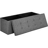 SONGMICS Pouf Contenitore da 110 cm, Cassapanca Pieghevole, Panca Contenitore, Poggiapiedi, per Camera da Letto Ingresso Sogg