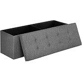 Songmics Stool, Storage Area, Chest, Storage Box, Foldable, Max. Static Load 300 Kg, Divider, 120 Liter, 38 X 110 X