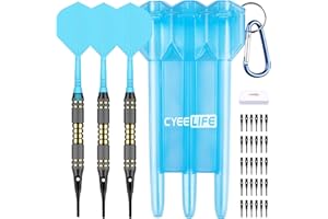 CyeeLife 3 Dardos para Diana Electrónica, Dardos Punta de Plastico con 30 Puntas de Dardos y Caja de Regalo,Set de Dardos (18 Gramos)