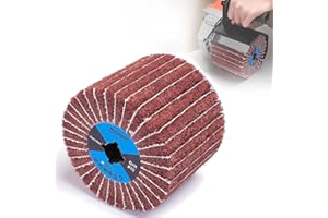 MOGRQAP Tambor de pulido, tambor de cepillo de nailon de grano 80, herramientas de pulido con ruedas con papel de lija para lijar esteras satinadas para pulir superficies de madera y metal