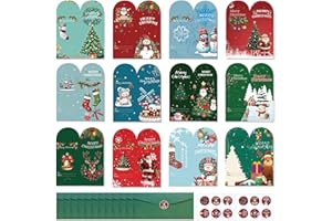 TOGETDREAM 12 Pezzo Portafogli Natalizi per Contanti, Porta Soldi a Sorpresa Natalizia con Buste e Adesivi Biglietti Natalizi Portasoldi Creativo Biglietto Natale Porta Soldi per Banconote Regalo