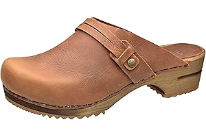 Sanita Ursana | Sabots Ouverts | Produit Original Fabriqué à la Main pour Femme | Sabots en Cuir avec Semelle en Bois | Semelle Durable
