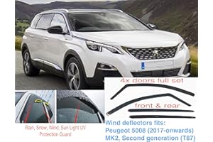 AC WOW Lot de 2 déflecteurs d'air Compatible avec Peugeot 5008 MK2 2017 -Present Verre Acrylique Sombre PMMA de Qualité Supérieure