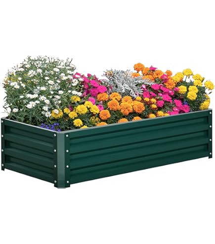 Carré Potager Modulable Outsunny – 174 X 90 X 30 Cm, Tôle Acier Ondulée Anthracite – Montage Sans Outils, Gants Fournis