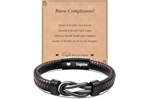 CheersLife 13°/18°/21°/30°/40°/50°/60°/70° Regalo Uomo Compleanno, Bracciale Uomo Pelle, Bracciale Uomo, Idee Regalo Uomo Compleanno, Ragazzo, Marito, Figlio, Fratello, Nonno