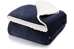 Blumtal Premium Sherpa Kuscheldecke miękka – Koc do mieszkania 150x200 cm – certyfikowany przez OEKO-TEX – koc w kolorze Dark Ocean-Niebieski