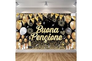 Decorazioni Pensione Uomo Donna, Seutgjie Gadget Pensione per Pensionamento Festa Oro Nero 180 x 110 cm