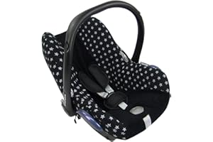 BAMBINIWELT Sommerbezug, Schonbezug, Bezug aus FROTTEE kompatibel mit Maxi Cosi CABRIOFIX STERNE (schwarz hellgraue Sterne) XX