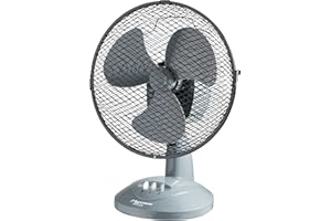 Bestron Ventilateur de table mobile Ø 27cm, Petit ventilateur avec 2 niveaux de vitesse & fonction oscillation 75°, Hauteur : 29 cm, 30 Watts, DDF27G, Couleur: Gris