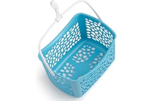 culiclean Peg Basket Eco for Clothes Pegs for Washing Line/Laundry Pegs 1 Basket blue with white Handle, with Hanger, Alternative to Peg Bag