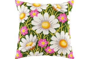 ‎BRVSK Gänseblümchen und Bindeblume, Nadelspitzen-Set, Überwurfkissen, 40,6 x 40,6 cm, bedruckte Leinwand, europäische Qualität