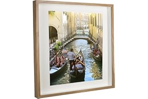 BD ART 50 x 50 cm Box 3D Cornice Portafoto Profonda Colore Quercia con Passepartout Colore Crema 40 x 40 cm