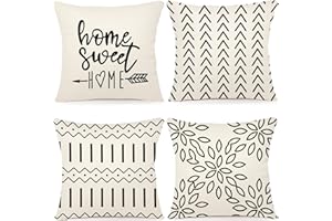 YCOLL Federe Confezione da 4 Copricuscini Decorativi Fodere Cotone Biancheria 50x50cm Quadrate per Cuscino per Divano Sedia Cuscini