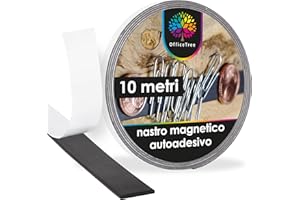 OfficeTree 10m Nastro Magnetico Adesivo - Nero - 12,7 mm Larghezza Striscia Magnetica Adesiva - Calamite Nastro Adatto per Poster, Foto e Fogli - Magneti Adesivi - Striscia Magnetica per Zanzariere