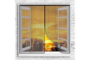 GOUER Moustiquaire Fenetre 100x120cm Mouche Aimant Fermeture Automatique Rideau Porte Anti Insectes Anti Insecte Pliable pour Tout Type de Fenêtre, Noir