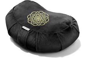 HIHEALER Premium Meditation Cushion - Comfortable Floor Pillow for Adult Traditional Crescent Meditation Pillow Yoga Buckwheat Bolster