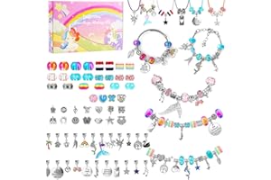 LauCentral Cadeau Fille 5-13 Ans, Kit de Fabrication de Bracelets, Kits de Bijoux et Perles pour Enfants, DIY Charms Bracelet, Jouet Fille, Cadeau de Noël, Anniversaire