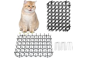 KOKMEYA Tapete repelente para gatos, 8 x 6 pulgadas, tapete para gatos con pinchos, paquete de 6, mantiene a los gatos fuera de plantas en maceta con 8 clavijas en forma de U, barrera de valla de