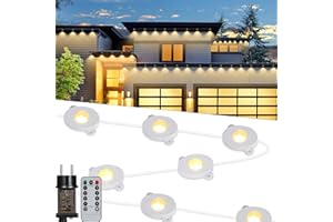 Tacobey Luci di Gronda Natale - 15m 36 LED Catena Luminosa Bianco Caldo con Telecomando, 8 Modalità, Impermeabile, Timer, Collegabile Luci di Gronda Natalizie da Esterno ed Interno