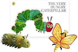 The Puppet Company The Very Hungry Caterpillar by Eric Carle - Children's Storybook and Finger Puppet Set (Caterpillar, Butterfly & Red Velvet Zip-Top Storage Bag with Clear Window)