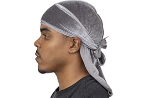 Veeta Superior Velvet Durag – Weiche Samt-Durags für Männer und Frauen, Lange, doppelt breite Träger, seidiges Durag-Futter, dreifach genäht
