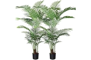 Fopamtri Planta de Palma de Areca Artificial 160 cm Palmera Falsa con 17 Troncos, decoración Moderna para Interiores y Exteriores, Plantas en macetas para la Oficina en casa (2 Piezas)