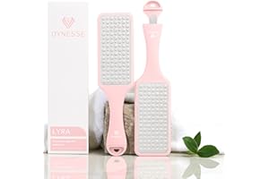 DYNESSE Lima per piedi professionale in acciaio inox laser-cut. 3 strumenti in 1. Mini raspa integrata. Sicura e facile da usare. Usata negli studi di pedicure. Manico ergonomico. Prodotto multi-uso
