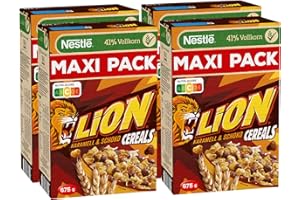 Nestlé Lion Cereal, Caramel et Chocolat Céréales avec plein Grain, de 4 (4 x 675 g)