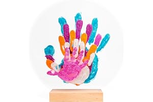 PATROCLE LouYou Kit Impronte Famiglia 5 Perla - Regalo Nascita Personalizzato Famiglia - Idee Decorazione Neonati - Kit Impronte Bebe - Supporto Legno di Faggio - Made in France - Perfetto per Neomamme