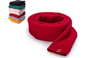 HEYO Damen Schal Winter Strickschal | H19603 | Weich Warm Gestrickt mit Leder Patch | Made IN EU