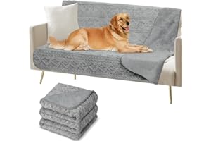 Omtofo Coperta Impermeabile 150×128cm, Lavabile Coperta Cane, Caldo e Soffice Copertina Flanella Cane, per Cani di Media e Grande Taglia, Uso a Doppia Faccia Protettore per Divano, Grigio