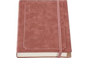 HOLDERZWU Academic Diary 2024-2025,2024-2025 Diary A5 Day per Page, A5 Daily Planner from Jul 2024 to Jun 2025,Hardcover Agenda with Pen,Colorful Monthly Tab,Front Pocket,Inner Pocket,Pen Holder (Pink)