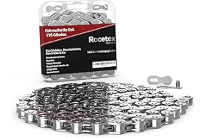 VORAGA Racetex - Catena per bicicletta, 116 maglie, 6/7/8 scomparti, in acciaio INOX robusto e resistente, catena BMX 1/2 x 3/32 pollici, già oliata