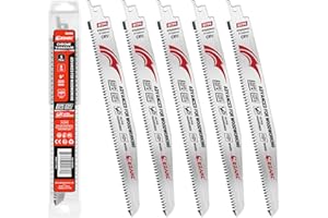 EZARC Hojas de sierra recíproca de dientes de tres filos japoneses de 225 mm, hojas de sierra para poda de madera con dientes rectificados de 8 TPI para poda de árboles, 5 piezas