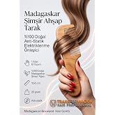 Transformacion%100 Doğal Madagaskar Şimşir Ahşap Tarak - 16 cm Anti-Statik Elektriklenme &Ouml;nleyici El Yapımı Sa&ccedil; Derisi Masaj 