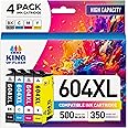 KING OF FLASH 604XL Ink Cartridges Replacement for Epson 604 XL for Expression Home XP-2200 XP-2205 XP-3200 XP-3205 XP-4200 XP-4205, Epson Workforce WF-2910DWF (1 Set)