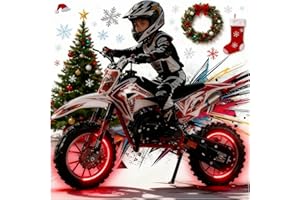 Zucebos 50cc Kids Dirt Bike, Mini Bike Gas Powered 2-Stroke Off Road Dirtbike with Dual Disc Brakes Shock Absorbing Soft Seat Cushion, Pocket Motocross Motorcycle for Kids 8-14 40 MPH One Click Start